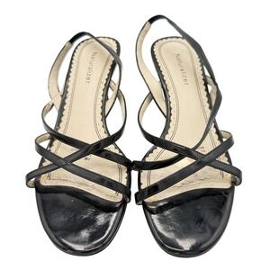 Naturalizer Strappy Sandals Womens 7M Black Fair Patent Kitten Heel Slingback